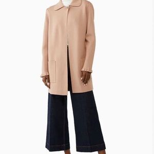 Kate Spade Women’s Ruffle Long Sweater Blazer Dusty Rose Single‎ Button Size XL